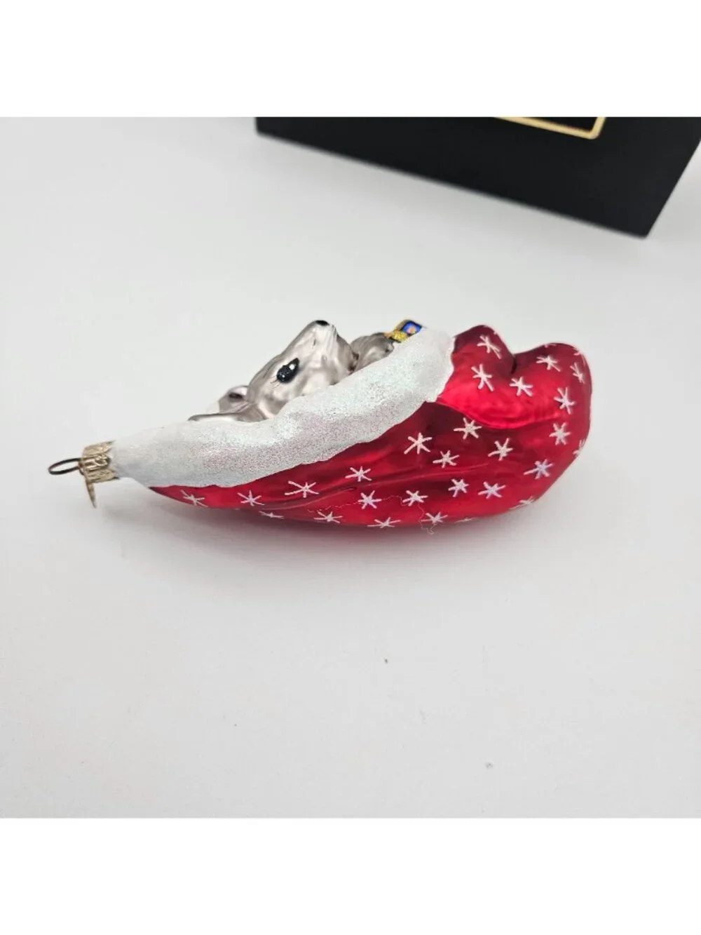 Christopher Radko Blown Glass Ornament 2000 Squeakles Mouse in Stocking Boxed